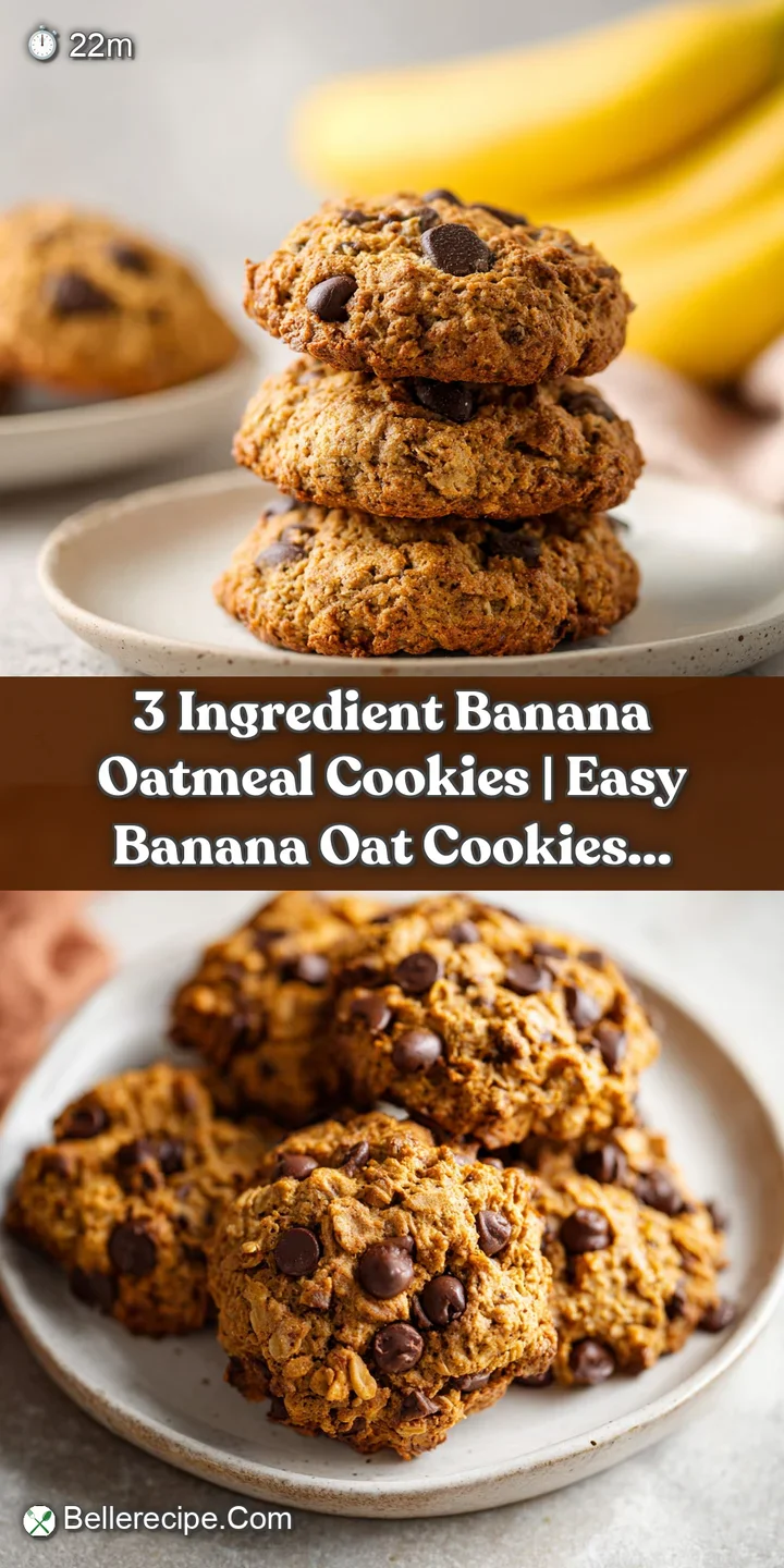 A close-up shot reveals the tender crumb and slightly crisp edges of a warm banana oatmeal cookie.