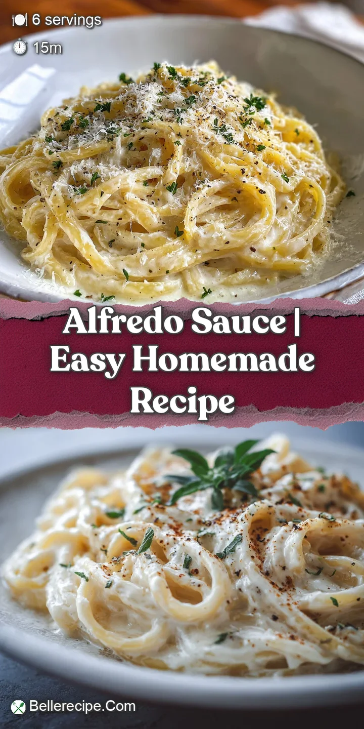Close-up shows decadent, glossy Alfredo sauce clinging to fettuccine noodles. Visible parmesan adds nutty, savory appeal.