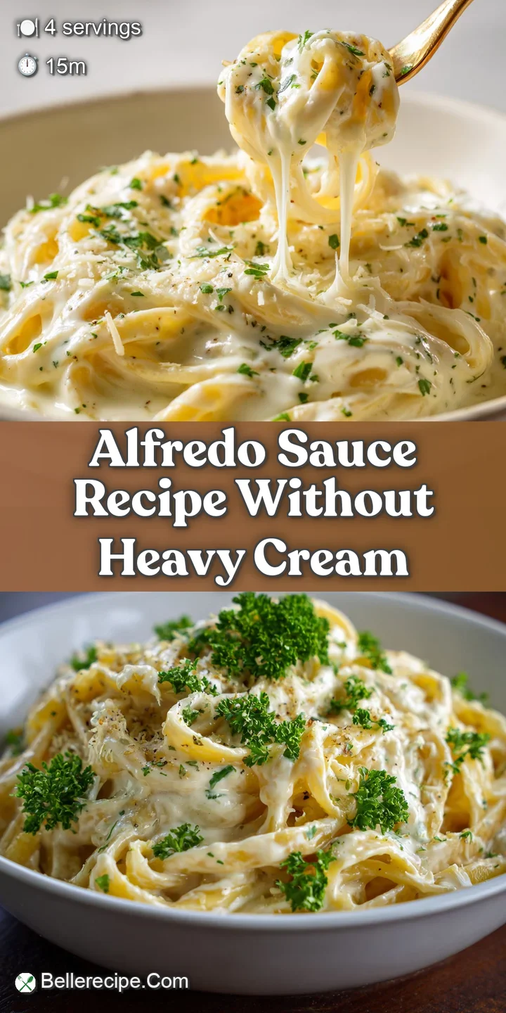 Close-up of glossy Alfredo sauce clinging to pasta. Glimmering, rich, and tempting; ready to be eaten with a fork.