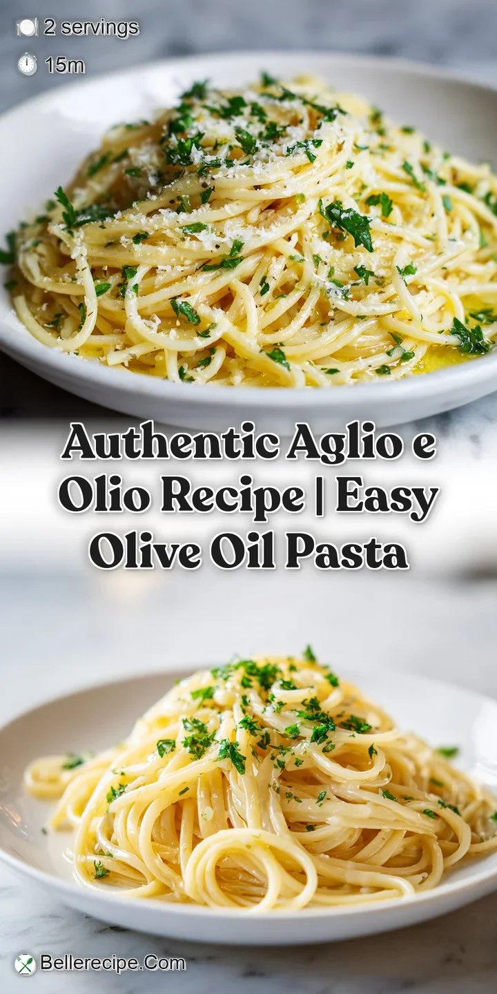 Close-up shows al dente spaghetti coated in shimmering garlic oil, with visible bits of toasted garlic and spicy chili pep...