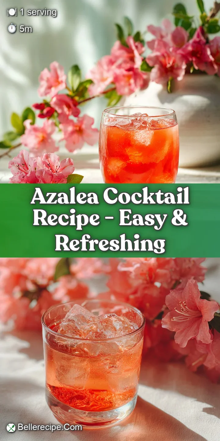 Close-up of a refreshing pink Azalea cocktail with visible condensation, showcasing the drink's beautiful color and floral...