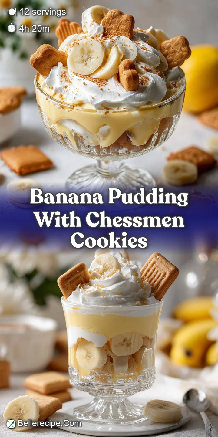 Close-up of luscious banana pudding with plump banana slices, soft cookies, and dollops of pillowy whipped cream.