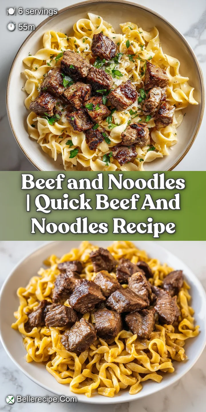 Close-up of succulent, browned beef and silky egg noodles glistening under a rich, savory, deep brown sauce.