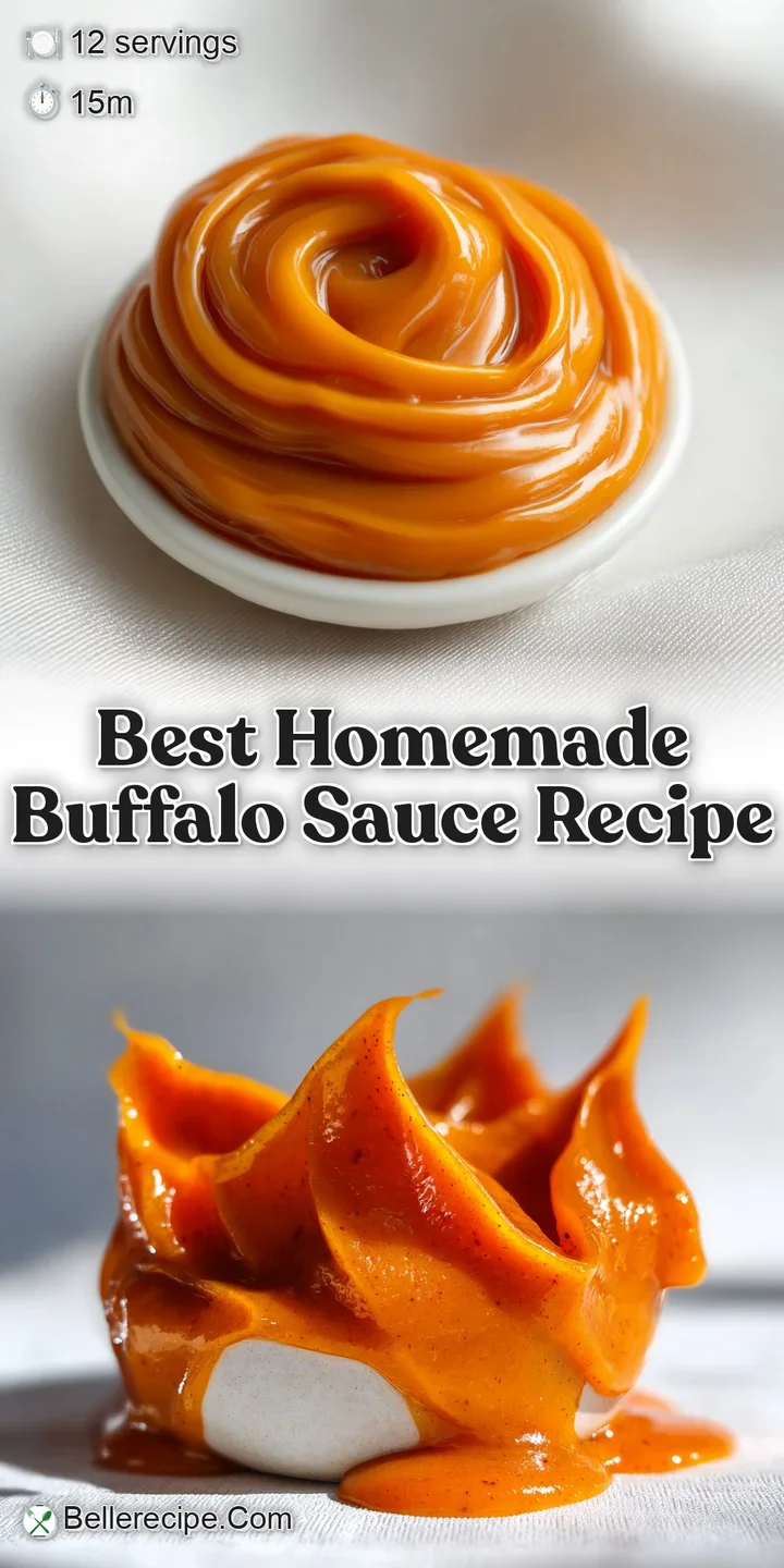 Close-up of the tangy buffalo sauce; its rich, glossy surface with hints of red pepper flakes swirling within.
