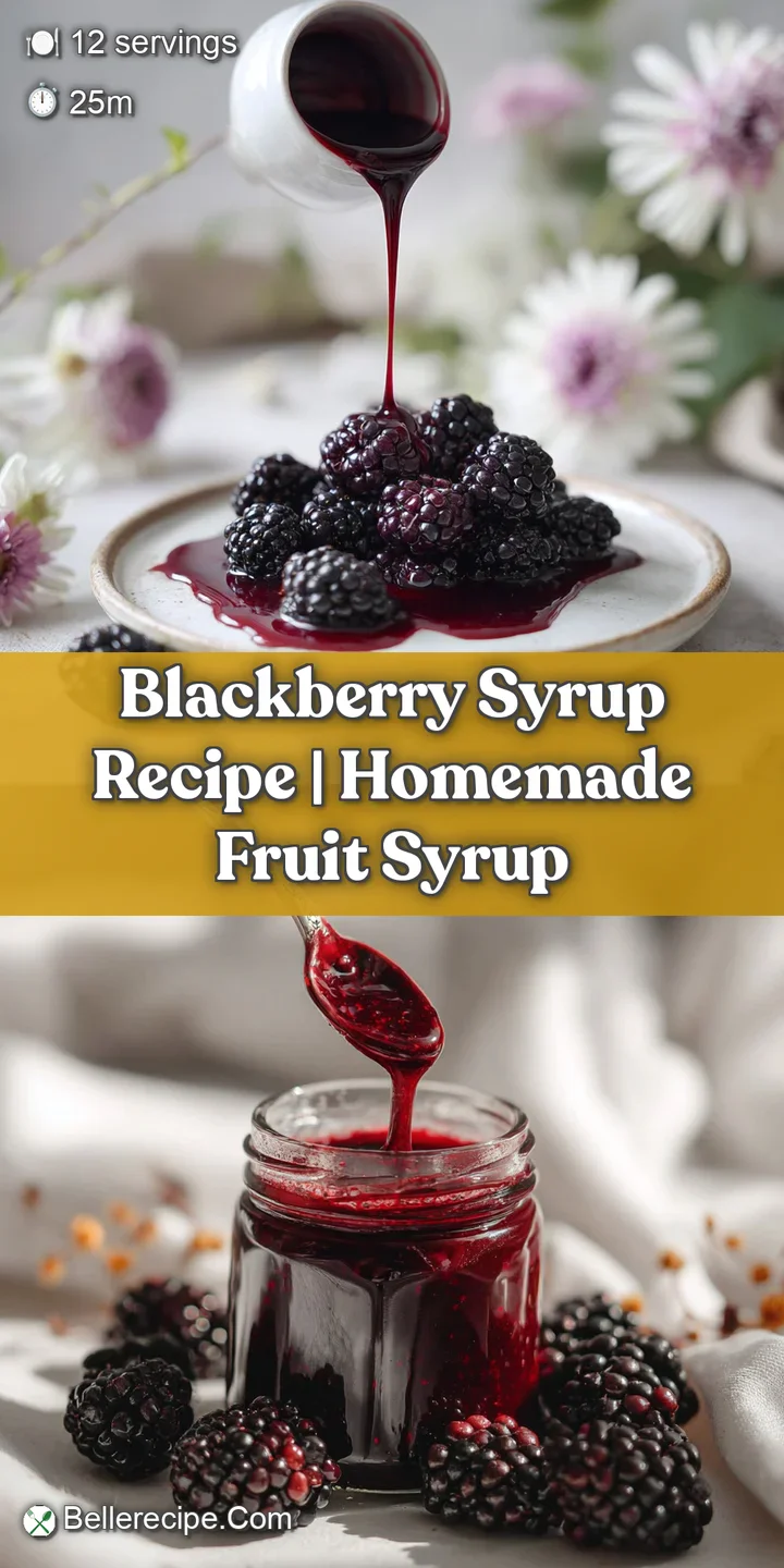 Close-up of glistening blackberry syrup, its rich purple hue hinting at floral sweetness. A thick, smooth texture catches ...