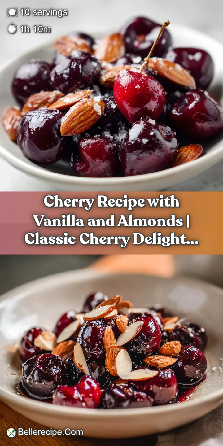 Close-up of glistening, ripe cherries baked into a tender, almond-flecked pastry, with a hint of steam.