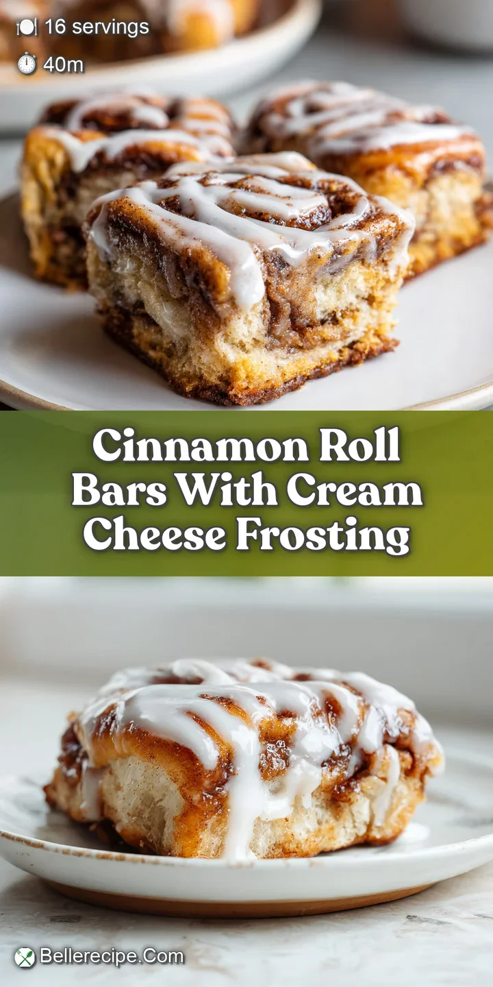 Close-up of a gooey cinnamon roll bar showing the soft texture and the rich, creamy frosting, cinnamon swirls visible.