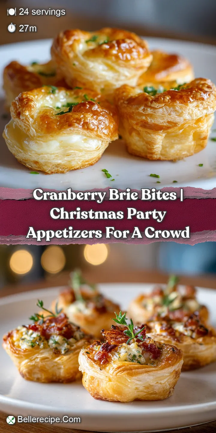 Close-up of a gooey cranberry brie bite, showcasing melted white cheese and glistening red berries.