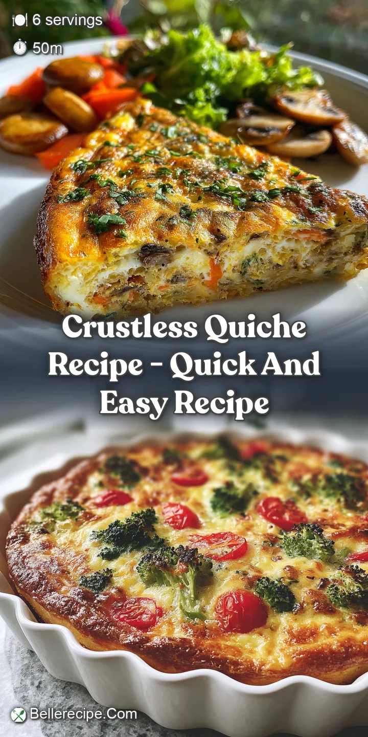 Close-up of a bubbly, golden-brown crustless quiche. Visible herbs and slightly caramelized top create an appetizing, savo...