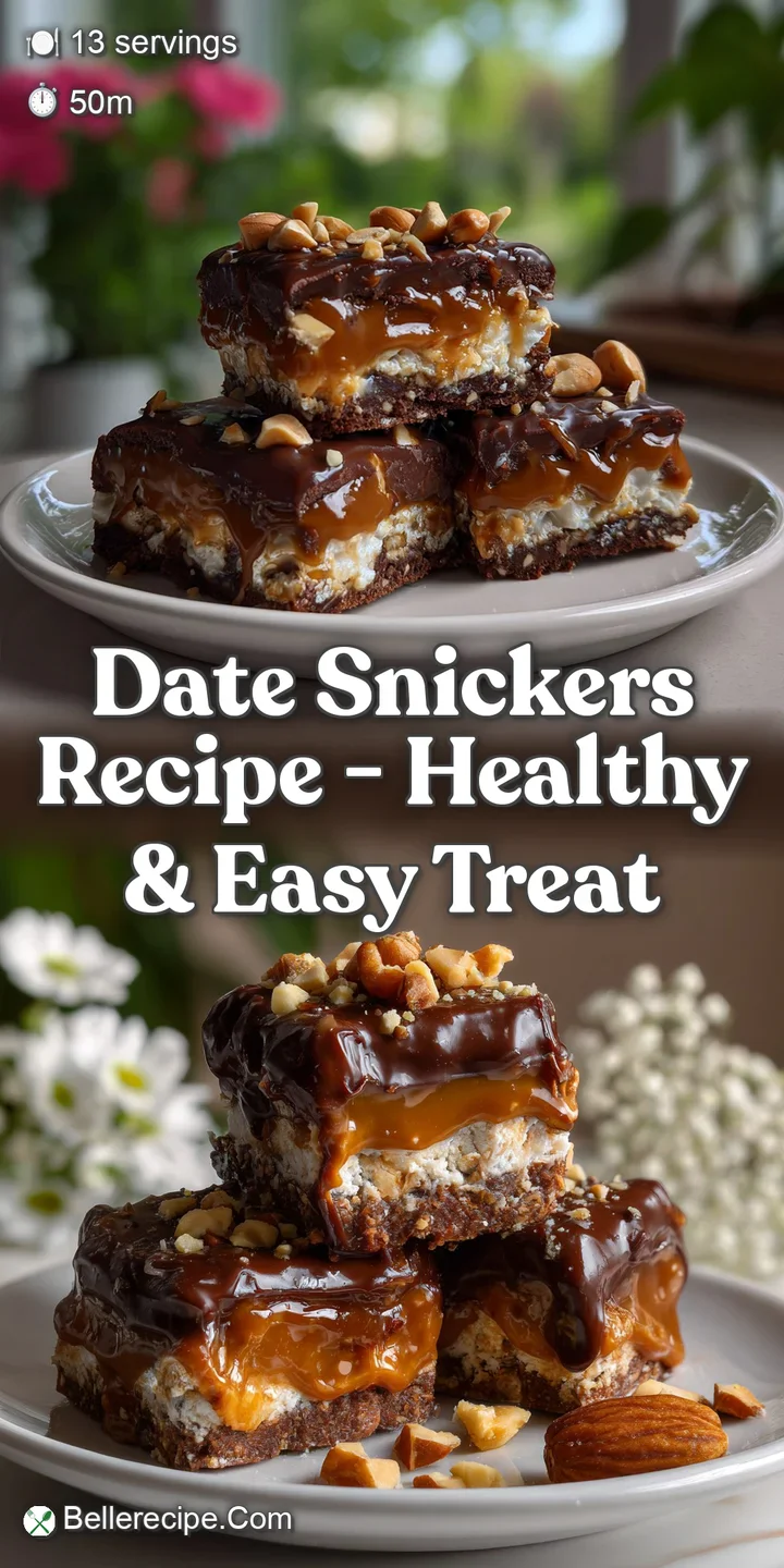 A close-up captures the vibrant layers of the no-bake bars, revealing a creamy nougat, chewy dates, and crunchy nuts. Perf...