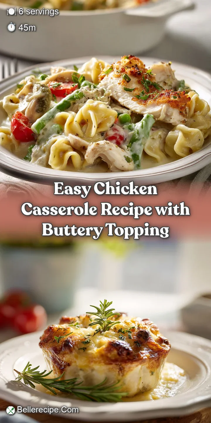 Close-up of a steaming chicken casserole, showing the rich, creamy sauce and perfectly baked chicken, promising a hearty, ...