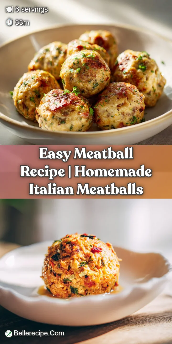 Close-up: Tender, browned meatball glistening with savory tomato sauce. Steam hints at the warmth of this comforting dish.