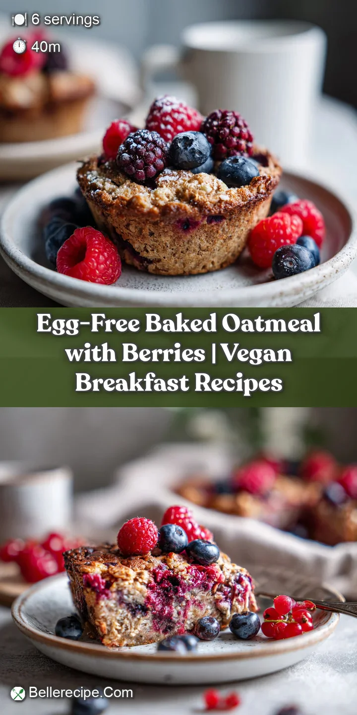 Close-up of bubbling baked oatmeal with glistening red raspberries and blueberries, a comforting sight.