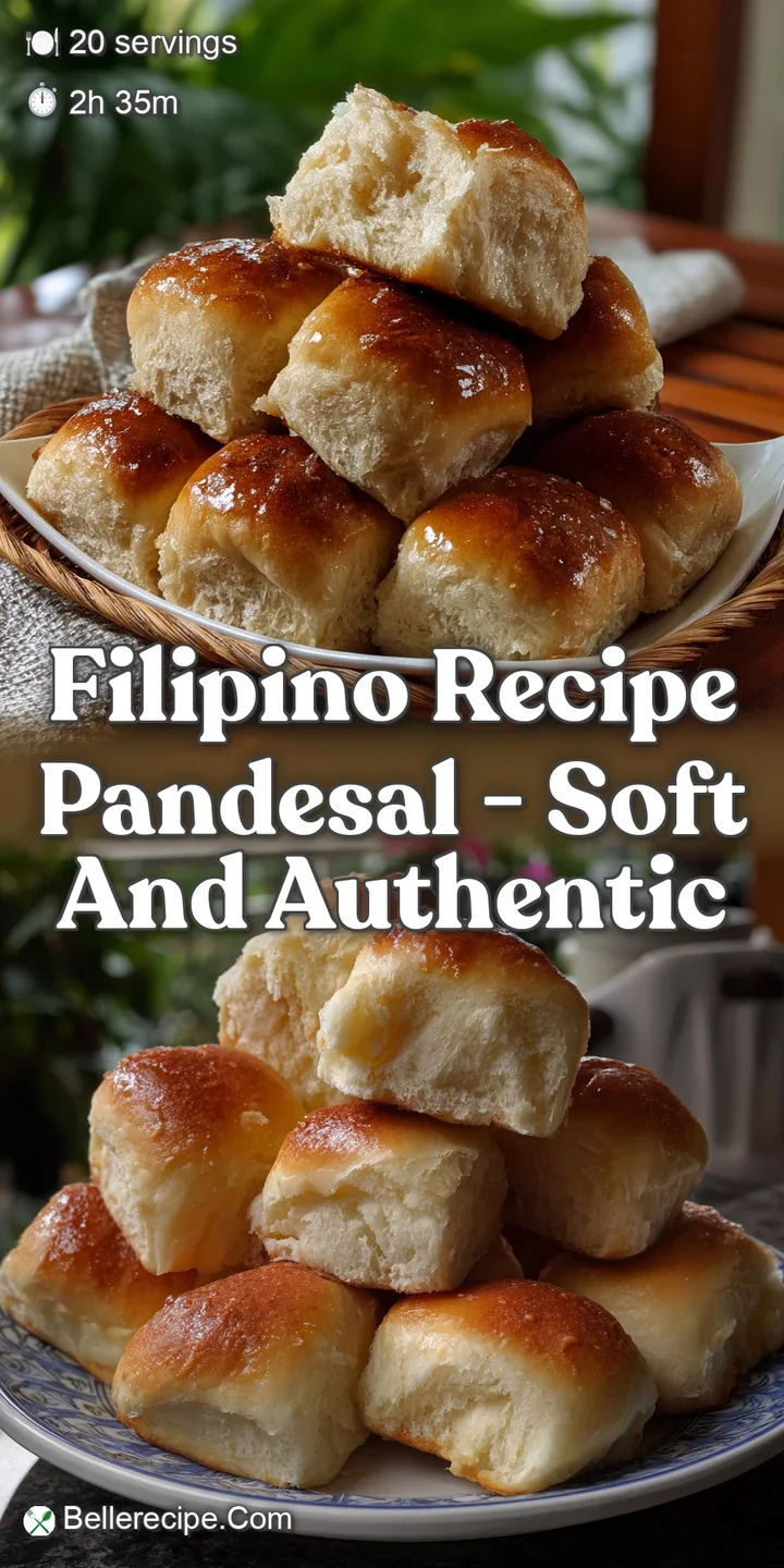 Close-up of a torn pandesal revealing a fluffy, airy interior. The soft bread textures, with slight golden-brown crust, ap...