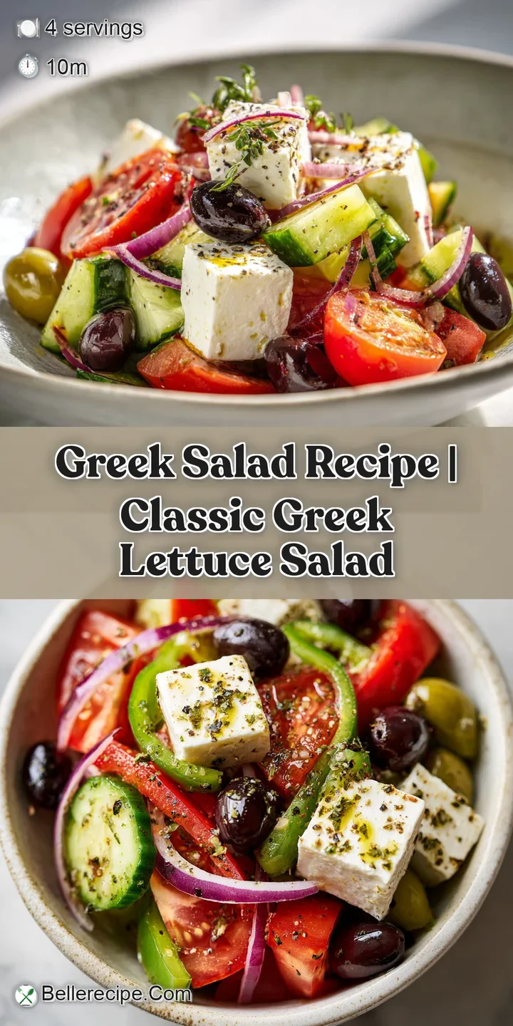 Close-up of Greek salad with sun-ripened tomatoes, salty feta cheese, and Kalamata olives, glistening with olive oil and h...