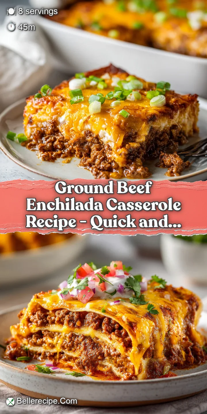 Close-up of cheesy enchilada layers, with a hint of seasoned ground beef and a glossy, slightly browned top.