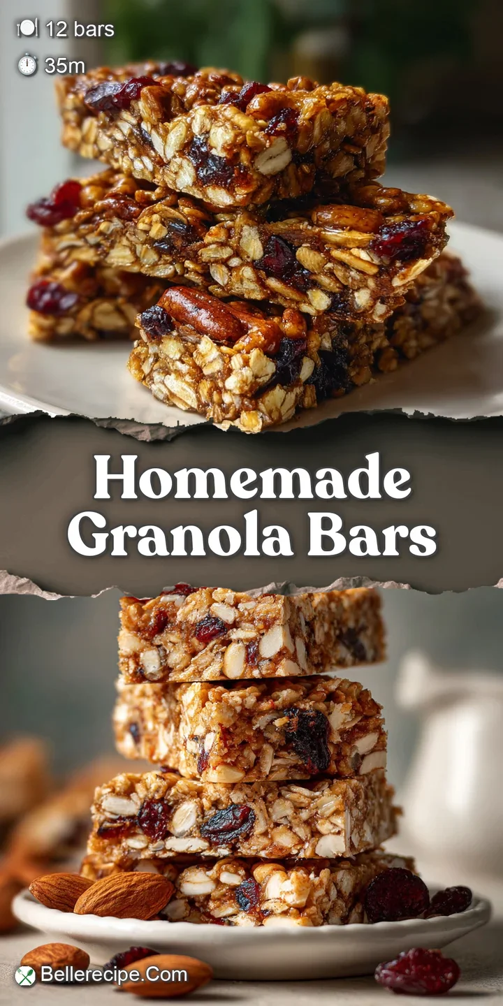 Close-up captures the chewy texture of a granola bar, revealing visible oats, seeds, and dried cranberries.