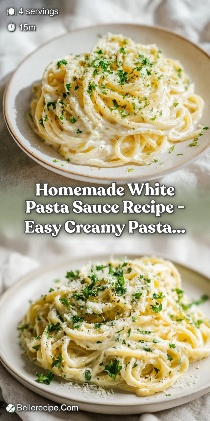 Close-up of velvety white sauce clinging to delicate strands of fresh pasta, highlighting its smooth texture.