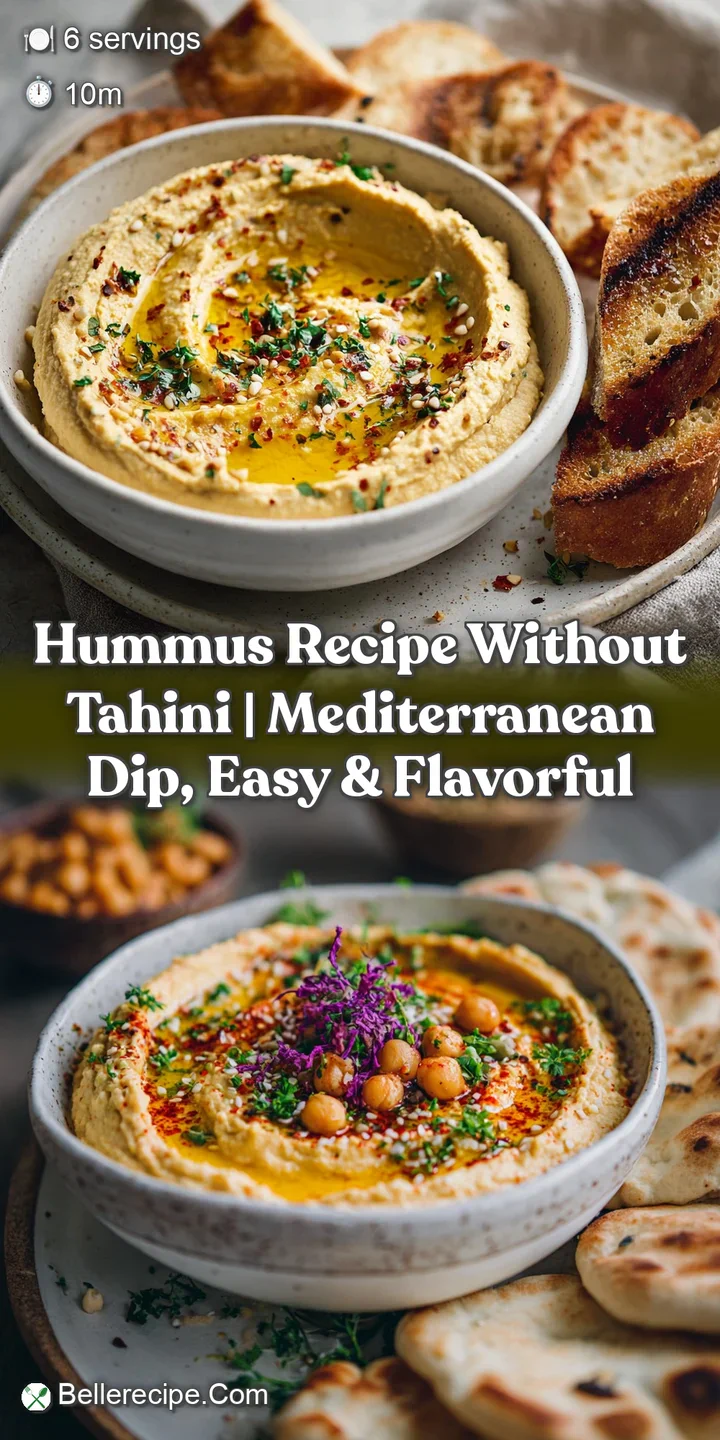 Up-close view of velvety hummus; subtle garlic scent implied. Light reflects off its creamy surface, topped with colorful ...