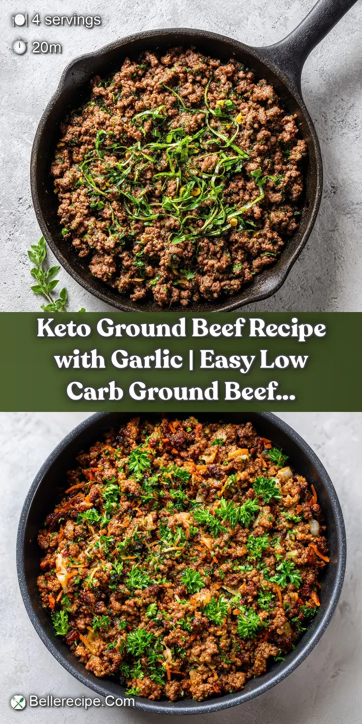 Close-up of tender, seared ground beef with visible garlic pieces, glistening with savory juices.