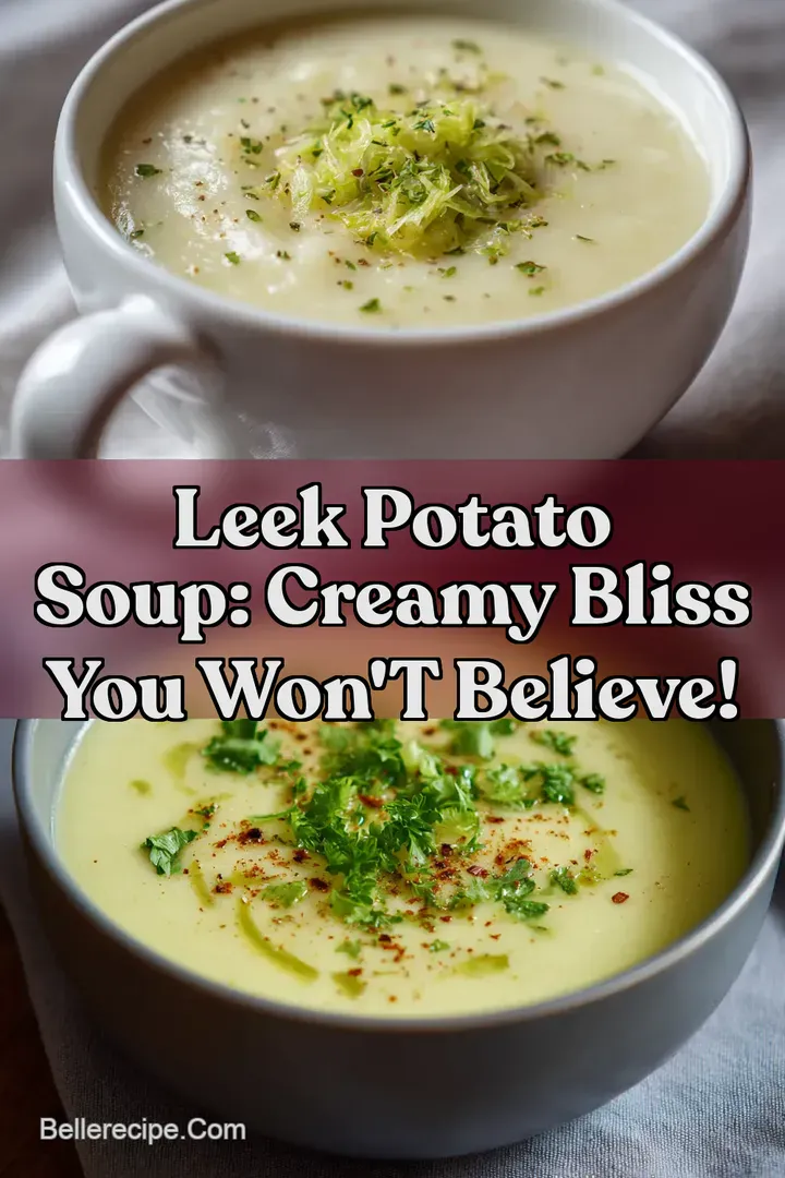 Leek Potato Soup: Creamy Bliss You Won' t Believe! : PIN FOR LATER Leek Potato Soup: Creamy Bliss You Won' t Believe!