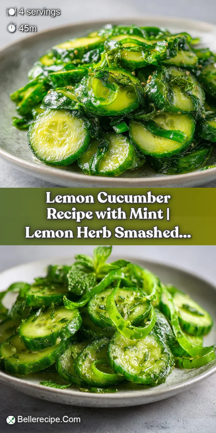 Close-up of chilled, dew-covered cucumber slices with vibrant mint leaves and bright yellow lemon zest sprinkles.