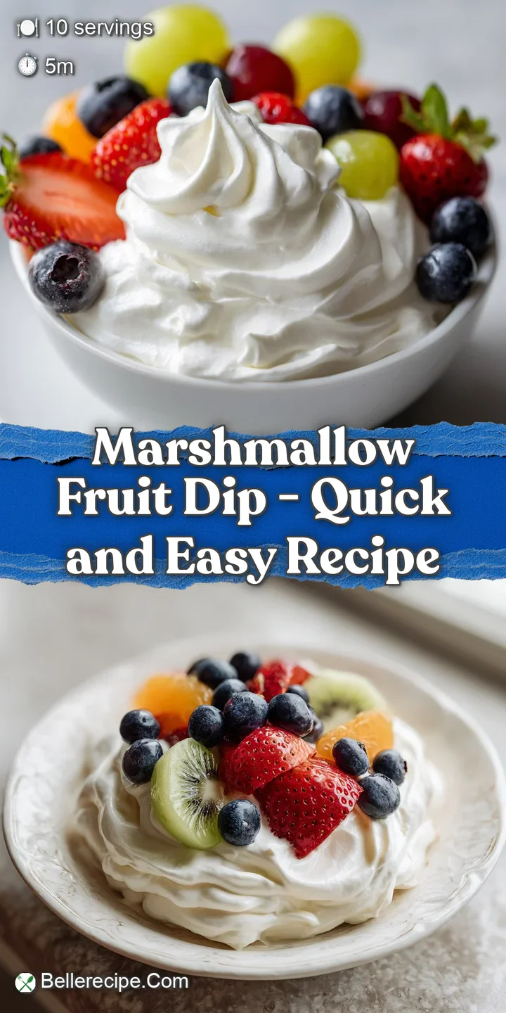 Close-up of creamy marshmallow dip with a glossy sheen, topped with juicy berries and kiwi slices.