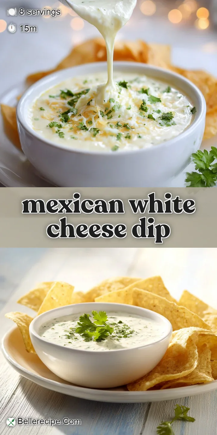 Close-up of smooth, molten white cheese dip with a glistening sheen, topped with chopped jalape&ntilde;os.