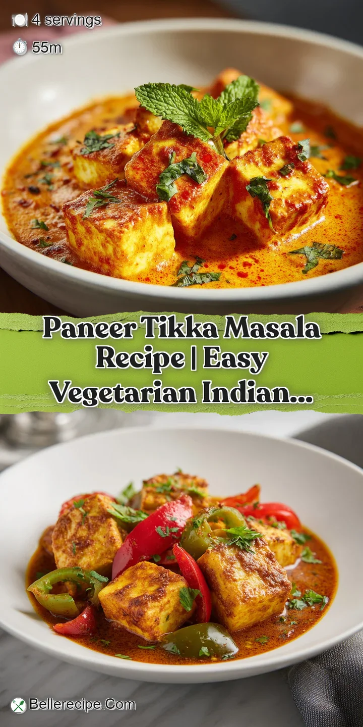 Close-up of tender, grilled paneer pieces submerged in a glossy, thick, spiced red gravy, steam gently rising.