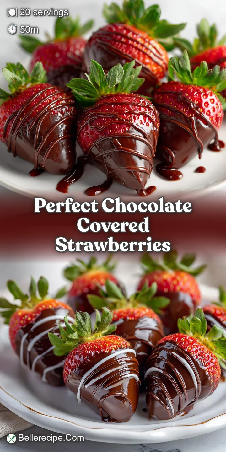 Close-up of a plump strawberry enrobed in a rich, dark chocolate shell, revealing a juicy red center where the chocolate i...