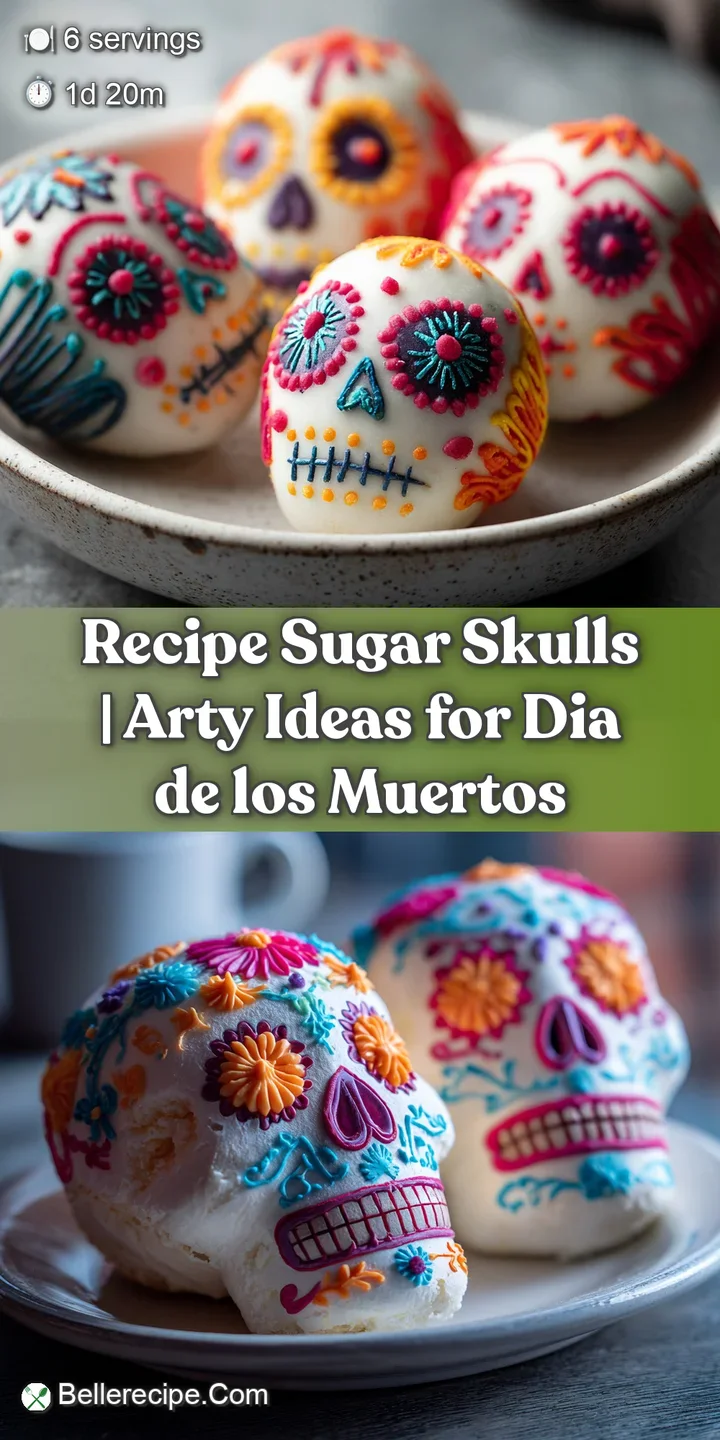 Close-up on a sugar skull's detailed, painted face, revealing its glossy texture and bright hues.