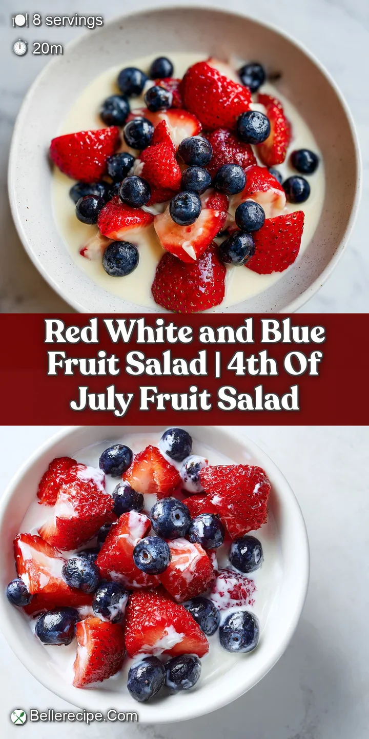 Close-up of juicy red strawberries and plump blueberries drenched in a thick, smooth white cream dressing