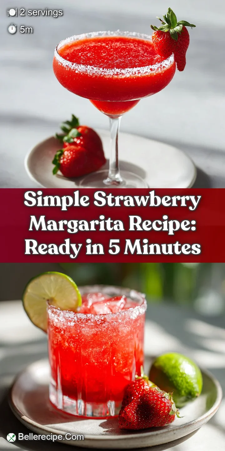 Close-up: icy strawberry margarita swirls in the glass. Glimmering salt crystals cling to the rim, promising a refreshing,...