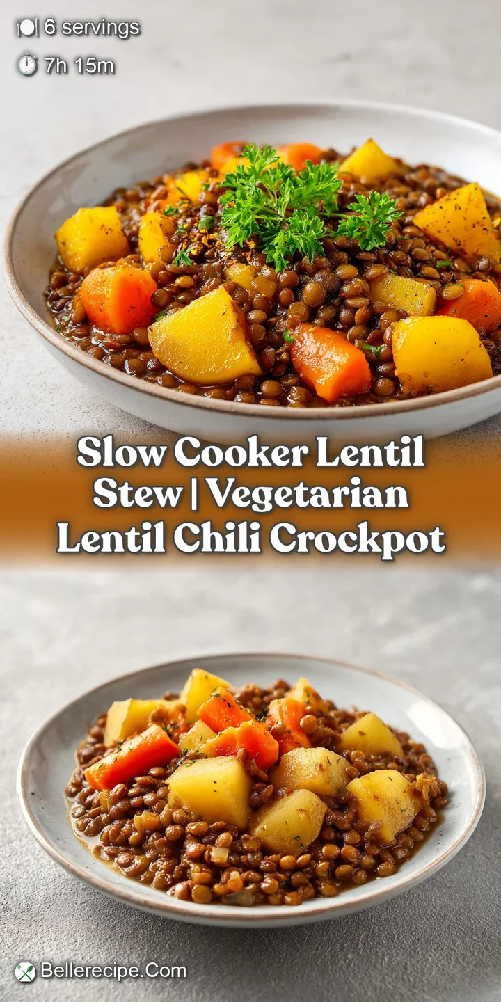 Macro shot of velvety brown lentils and tender carrots in a rich, steaming broth with a glisten of olive oil.