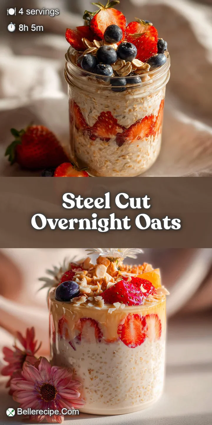 Close-up of overnight oats: plump blueberries nestled in creamy, slightly textured oats with a gleaming honey drizzle.