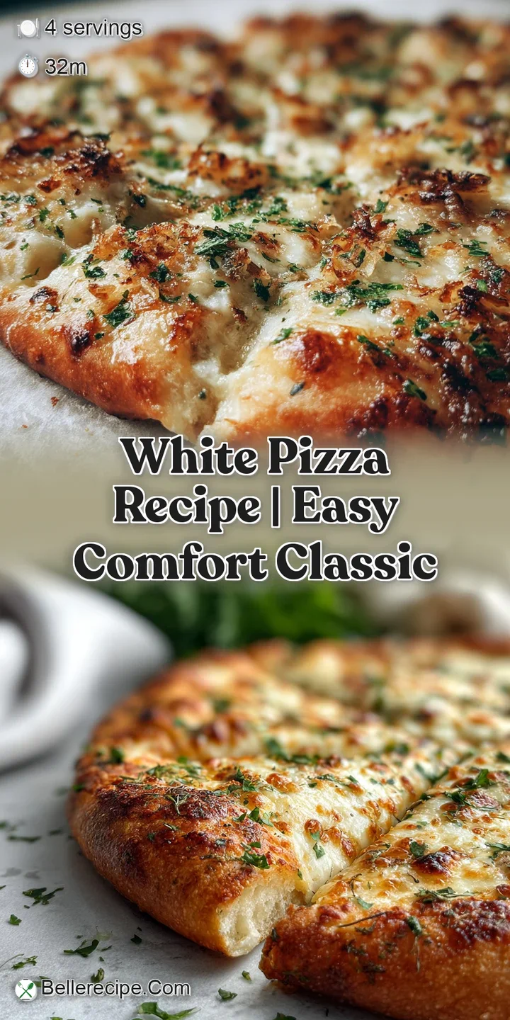 Close-up of a white pizza: creamy ricotta, pungent garlic, and herbs sing against a backdrop of golden and blistered bubbl...