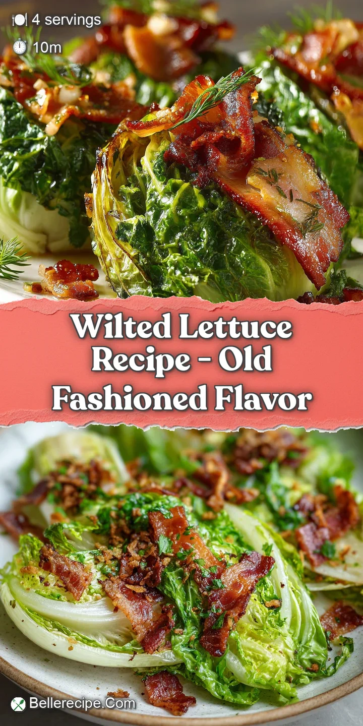Close-up of glistening, wilted lettuce leaves with flecks of crispy bacon and a light, creamy dressing, showcasing fresh i...
