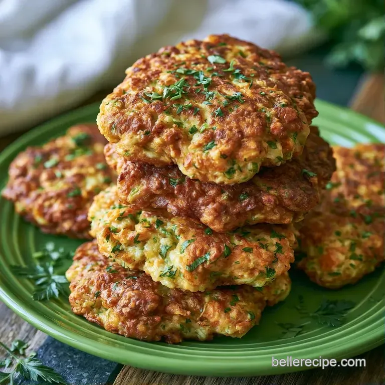 Artfully arranged corn fritters on a white plate, garnished with fresh cilantro and a drizzle of tangy sauce.