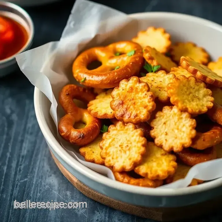 Soft and Chewy Boiled Pretzels with Crispy Seasoned Potato Chips presentation