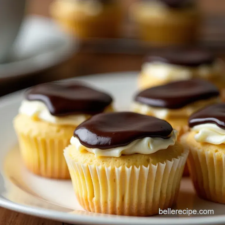 Legendary Boston Cream Cupcakes Moist Vanilla Cake Silky Pastry Cream