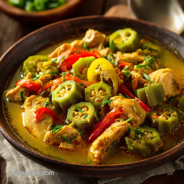 Brazilian Mounjaro Recipe: Vibrant Brazilian Chicken Okra Stew presentation