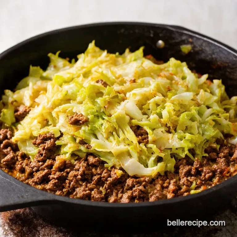 Cabbage Patch Comfort Savory Ground Beef Cabbage Skillet presentation