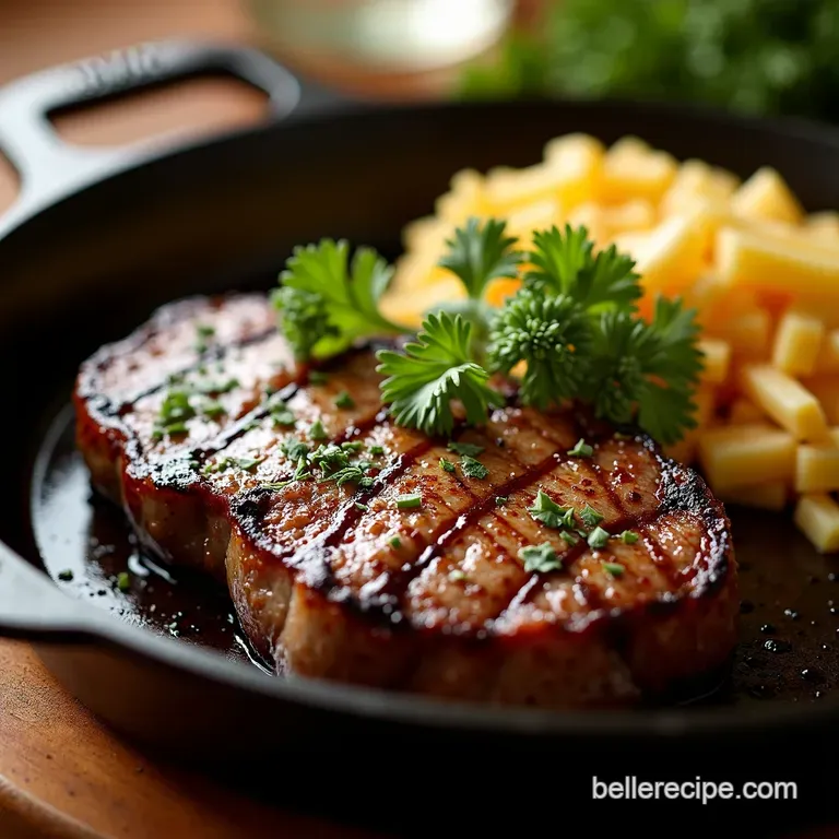 Cast Iron Skillet Steak with Herb Butter presentation