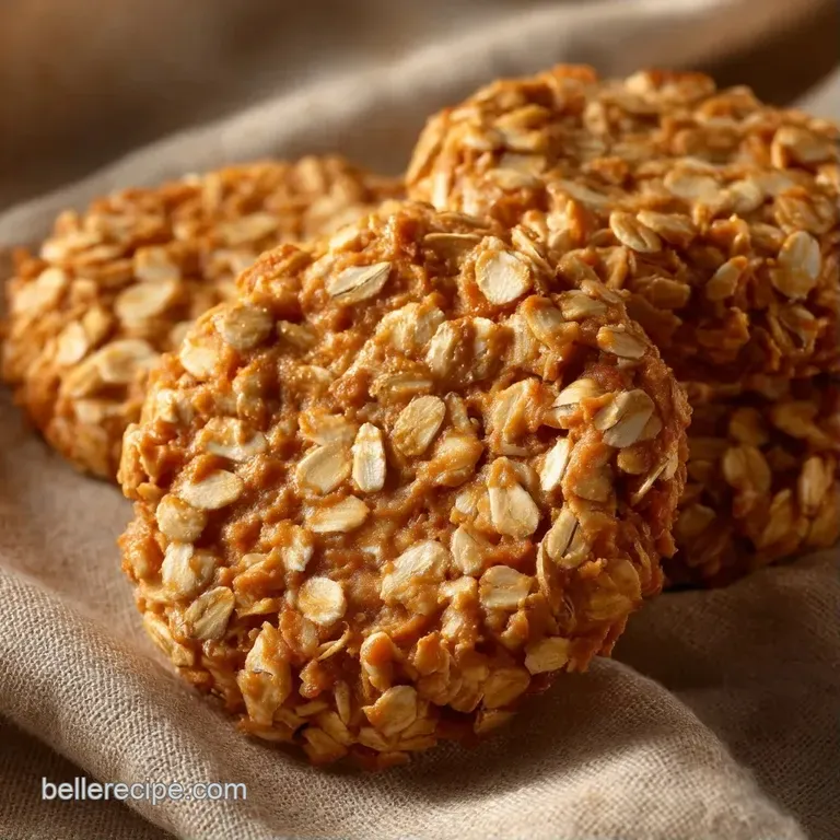 Round, textured oat snacks arranged in a row on a dark slate board with a drizzle of honey and almond slices.