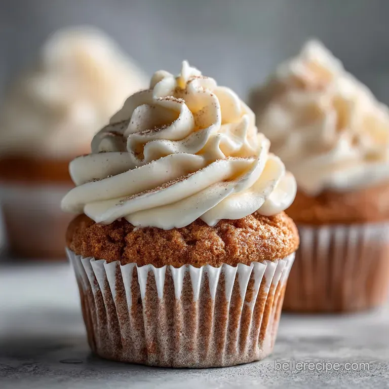 A single cinnamon roll cupcake, showcasing creamy frosting and a soft, swirled texture, inviting a delectable bite.