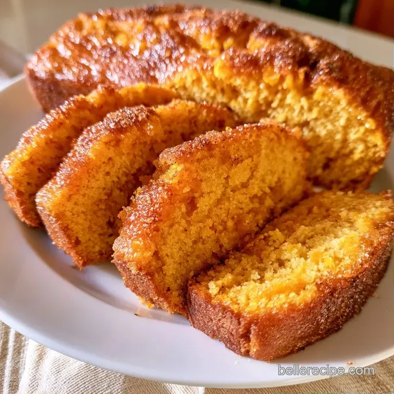 Slices of golden-brown spiced loaf arranged on a rustic wooden board beside a steaming cup of black coffee.