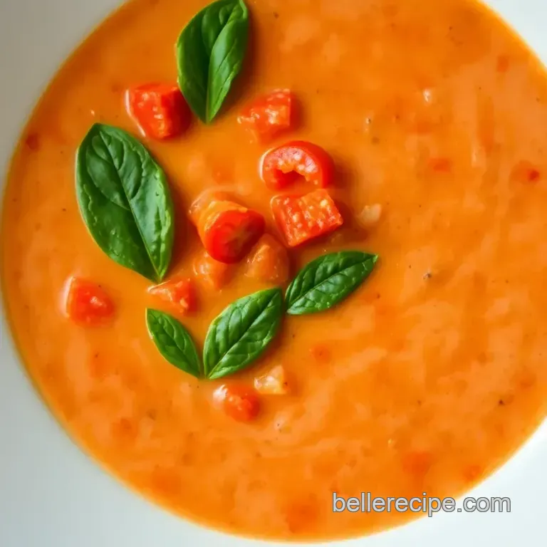 Classic Creamy Tomato Basil Soup presentation