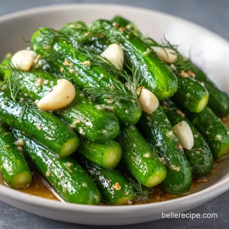 Crisp cucumber spears arranged neatly on a white ceramic platter, garnished with fresh dill and peppercorns.