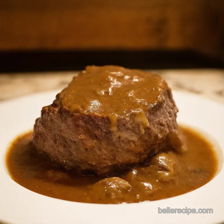 Classic Homemade Salisbury Steak with Rich Mushroom Gravy presentation
