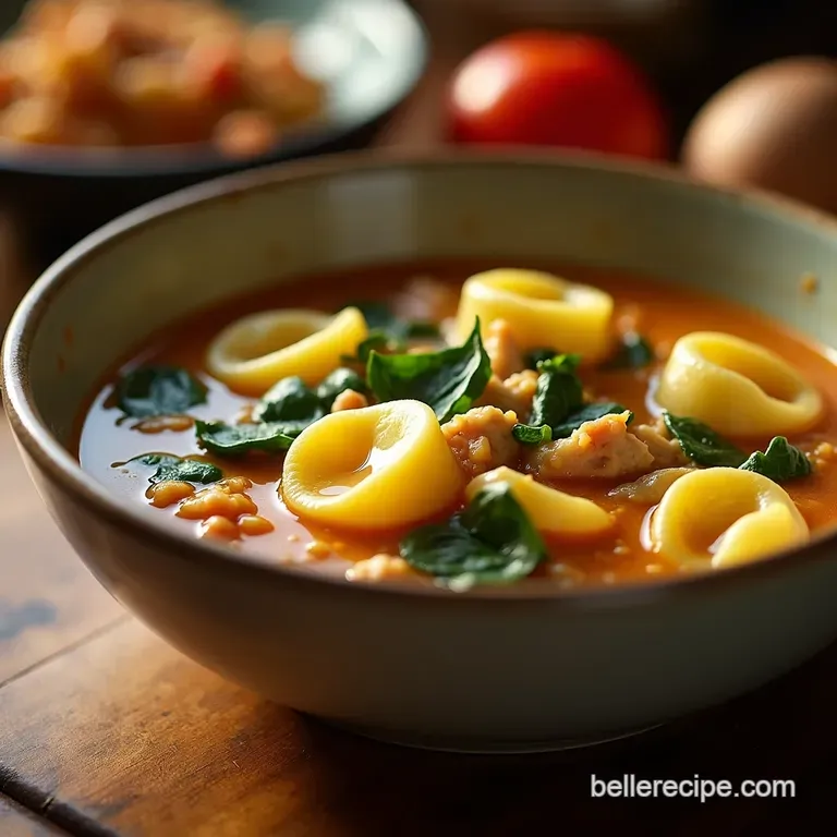 The Ultimate Cosy Kitchen Chicken Spinach Tortellini Soup presentation